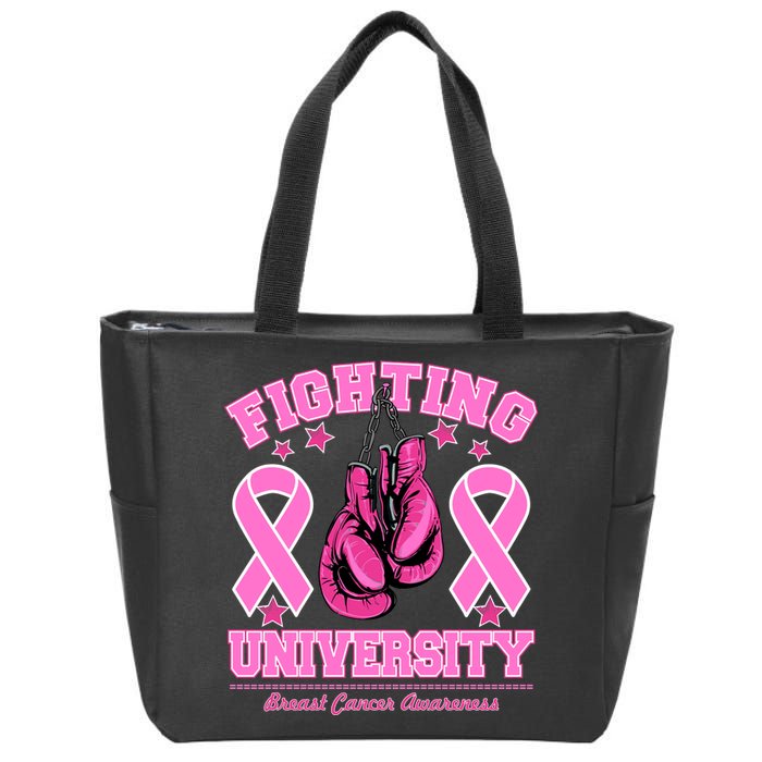 Fighting University Breast Cancer Awareness Boxing Fight Zip Tote Bag