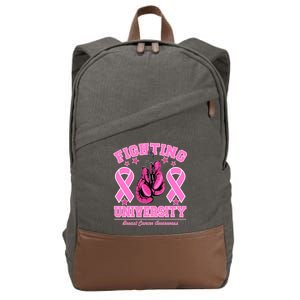 Fighting University Breast Cancer Awareness Boxing Fight Cotton Canvas Backpack