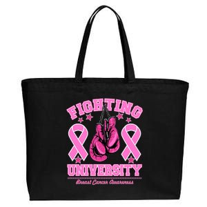 Fighting University Breast Cancer Awareness Boxing Fight Cotton Canvas Jumbo Tote