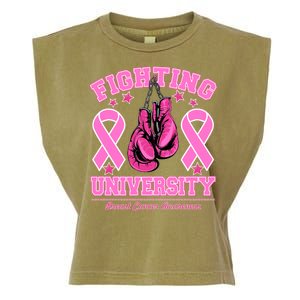 Fighting University Breast Cancer Awareness Boxing Fight Garment-Dyed Women's Muscle Tee