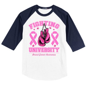 Fighting University Breast Cancer Awareness Boxing Fight Baseball Sleeve Shirt