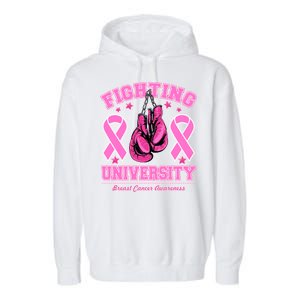 Fighting University Breast Cancer Awareness Boxing Fight Garment-Dyed Fleece Hoodie