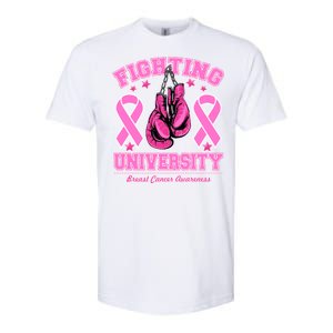 Fighting University Breast Cancer Awareness Boxing Fight Softstyle CVC T-Shirt