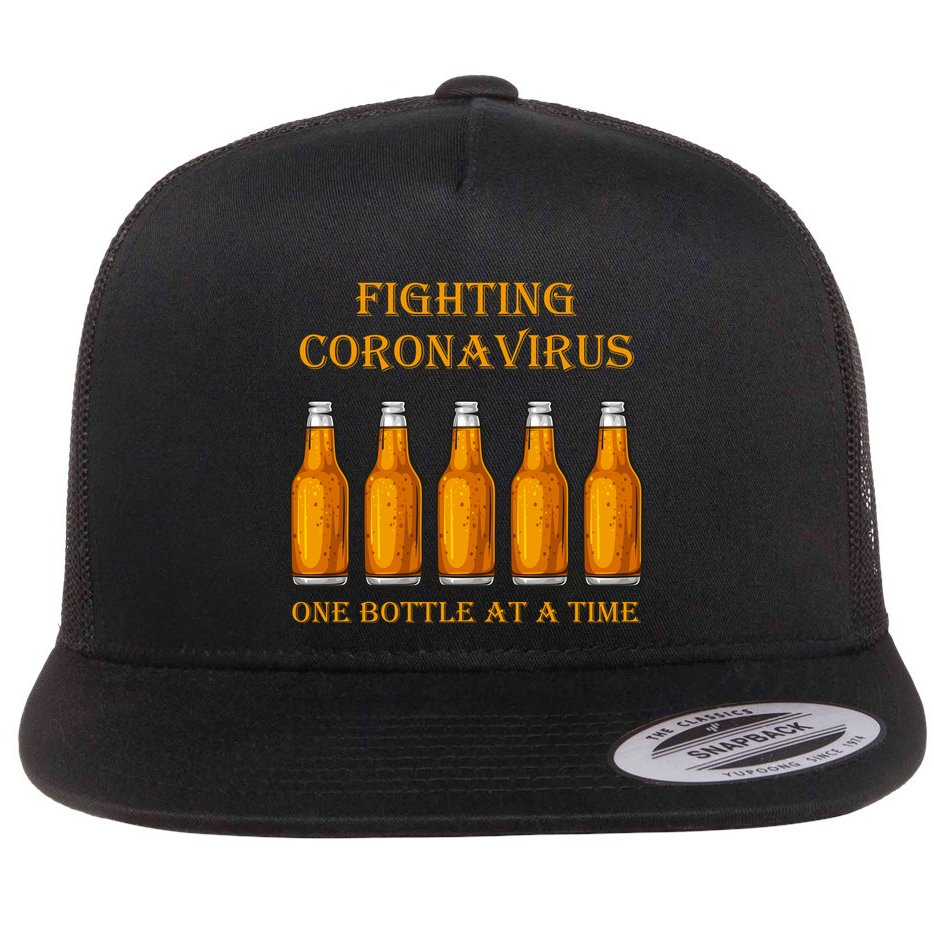 Fighting Virus One Bottle At A Time Flat Bill Trucker Hat