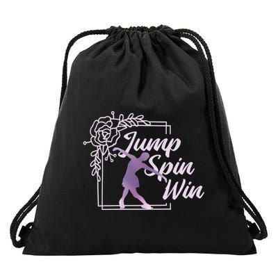 Figure Skating Jump Spin Win Drawstring Bag