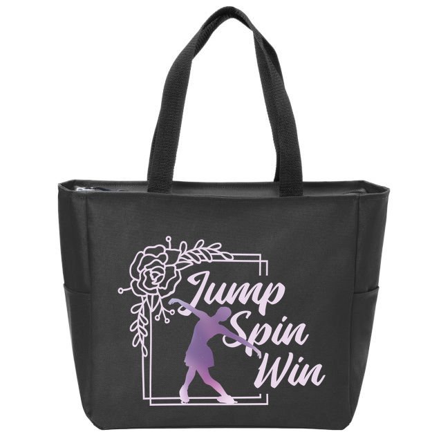 Figure Skating Jump Spin Win Zip Tote Bag