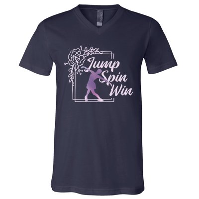 Figure Skating Jump Spin Win V-Neck T-Shirt