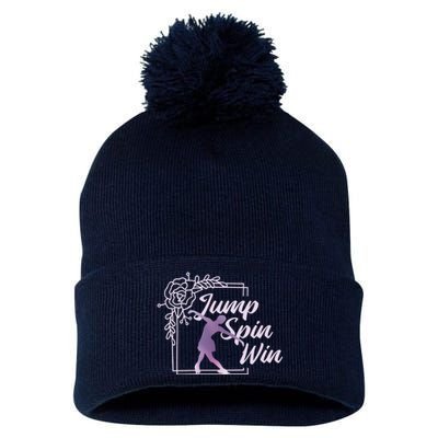 Figure Skating Jump Spin Win Pom Pom 12in Knit Beanie