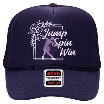 Figure Skating Jump Spin Win High Crown Mesh Back Trucker Hat