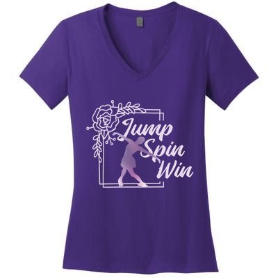 Figure Skating Jump Spin Win Women's V-Neck T-Shirt