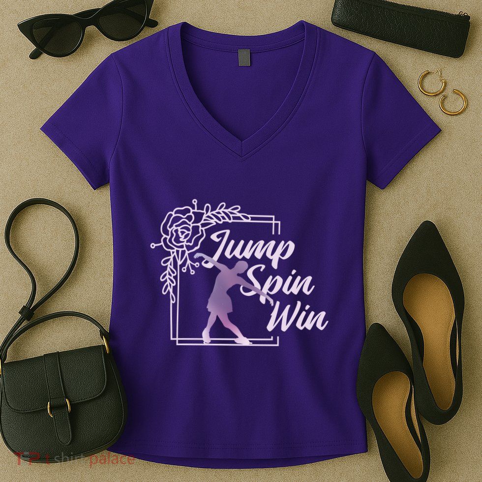 Figure Skating Jump Spin Win Women's V-Neck T-Shirt