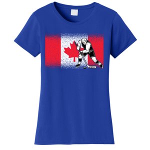 Funny Ice Hockey Player Maple Leaf Canadian Flag Canada Day Gift Women's T-Shirt