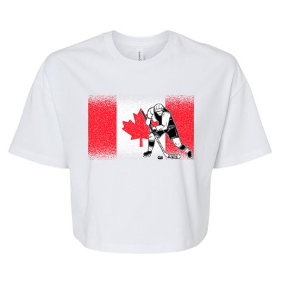 Funny Ice Hockey Player Maple Leaf Canadian Flag Canada Day Gift Bella+Canvas Jersey Crop Tee