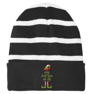 Funny I Hate Christmas Why DonT You Elf Off Swearing Striped Beanie with Solid Band