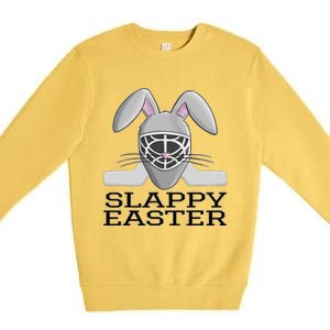 Fun Ice Hockey Easter Bunny Slappy Easter T For Premium Crewneck Sweatshirt