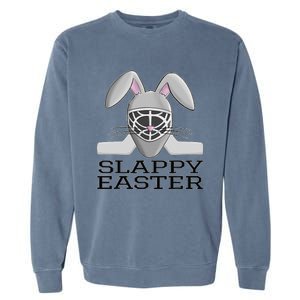 Fun Ice Hockey Easter Bunny Slappy Easter T For Garment-Dyed Sweatshirt