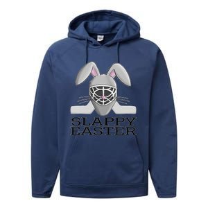 Fun Ice Hockey Easter Bunny Slappy Easter T For Performance Fleece Hoodie