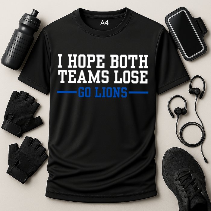 Funny I Hope Both Teams Lose Go Lions Cooling Performance Crew T-Shirt