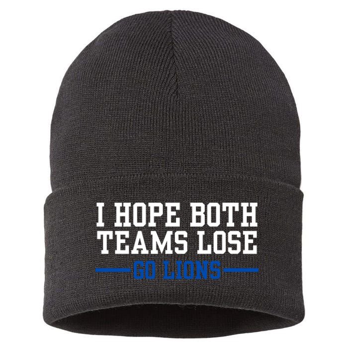 Funny I Hope Both Teams Lose Go Lions Sustainable Knit Beanie