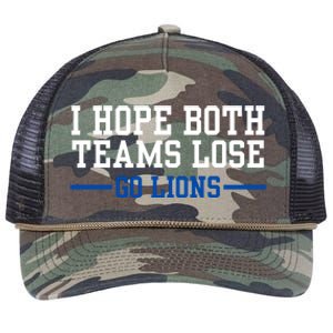 Funny I Hope Both Teams Lose Go Lions Retro Rope Trucker Hat Cap