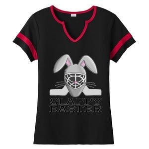 Fun Ice Hockey Easter Bunny Slappy Easter For Ladies Halftime Notch Neck Tee