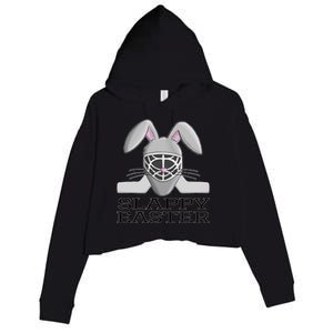 Fun Ice Hockey Easter Bunny Slappy Easter For Crop Fleece Hoodie