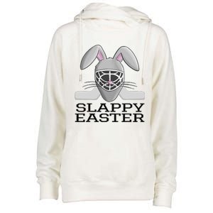 Fun Ice Hockey Easter Bunny Slappy Easter For Womens Funnel Neck Pullover Hood