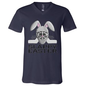 Fun Ice Hockey Easter Bunny Slappy Easter For V-Neck T-Shirt