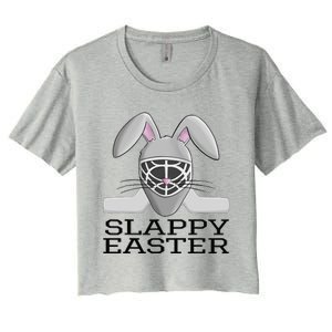 Fun Ice Hockey Easter Bunny Slappy Easter For Women's Crop Top Tee