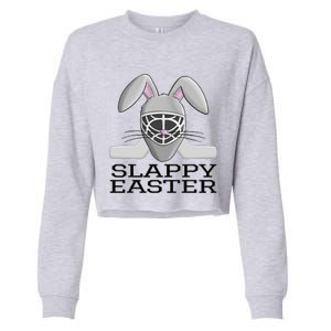 Fun Ice Hockey Easter Bunny Slappy Easter For Cropped Pullover Crew