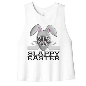 Fun Ice Hockey Easter Bunny Slappy Easter For Women's Racerback Cropped Tank