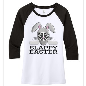 Fun Ice Hockey Easter Bunny Slappy Easter For Women's Tri-Blend 3/4-Sleeve Raglan Shirt