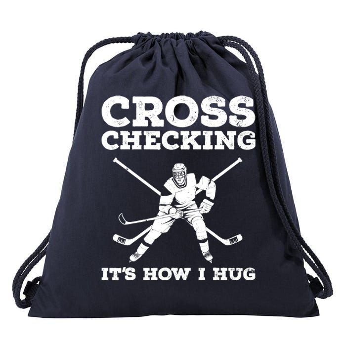 Funny Ice Hockey Art For Ice Hockey Lover Coach Drawstring Bag