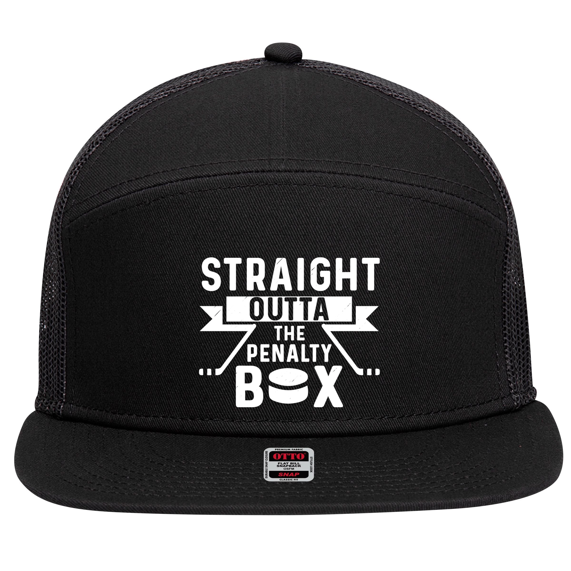 Funny Ice Hockey Player Straight Outta The Penalty Box Gift 7 Panel Mesh Trucker Snapback Hat