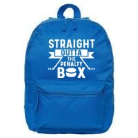 Funny Ice Hockey Player Straight Outta The Penalty Box Gift 16 in Basic Backpack