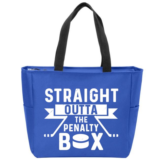 Funny Ice Hockey Player Straight Outta The Penalty Box Gift Zip Tote Bag