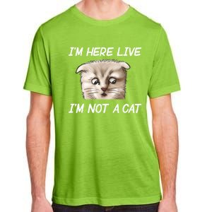 Funny IM Here Live IM Not A Cat Zoom Cat Meme Humor Idea Meaningful Gift Adult ChromaSoft Performance T-Shirt