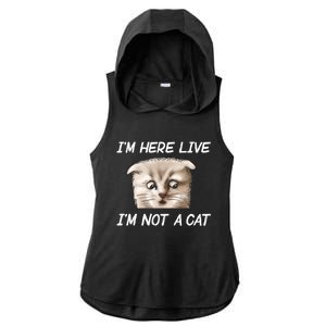 Funny IM Here Live IM Not A Cat Zoom Cat Meme Humor Idea Meaningful Gift Ladies PosiCharge Tri-Blend Wicking Draft Hoodie Tank