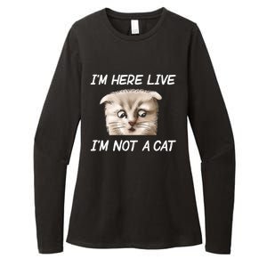 Funny IM Here Live IM Not A Cat Zoom Cat Meme Humor Idea Meaningful Gift Womens CVC Long Sleeve Shirt