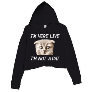 Funny IM Here Live IM Not A Cat Zoom Cat Meme Humor Idea Meaningful Gift Crop Fleece Hoodie