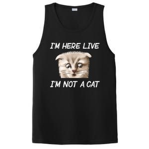 Funny IM Here Live IM Not A Cat Zoom Cat Meme Humor Idea Meaningful Gift PosiCharge Competitor Tank