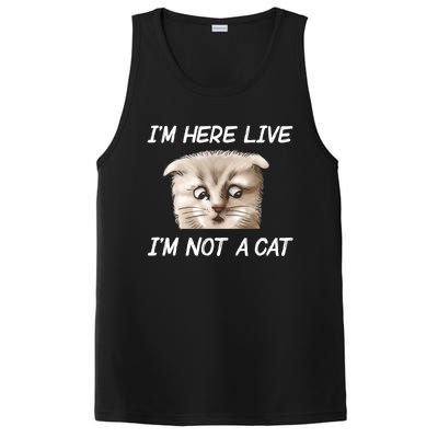 Funny IM Here Live IM Not A Cat Zoom Cat Meme Humor Idea Meaningful Gift PosiCharge Competitor Tank