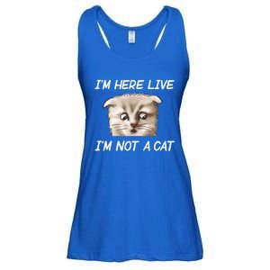 Funny IM Here Live IM Not A Cat Zoom Cat Meme Humor Idea Meaningful Gift Ladies Essential Flowy Tank