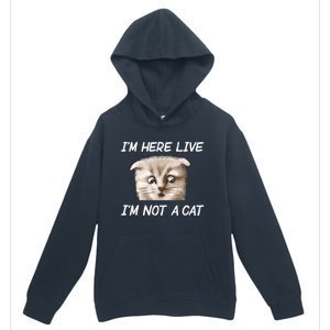 Funny IM Here Live IM Not A Cat Zoom Cat Meme Humor Idea Meaningful Gift Urban Pullover Hoodie