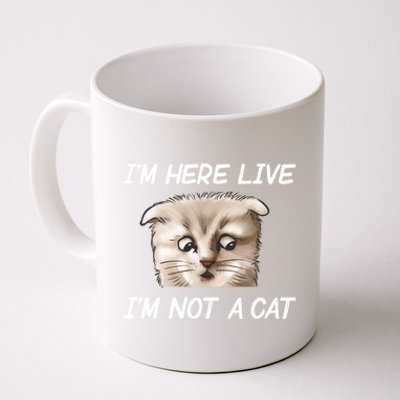 Funny IM Here Live IM Not A Cat Zoom Cat Meme Humor Idea Meaningful Gift Coffee Mug