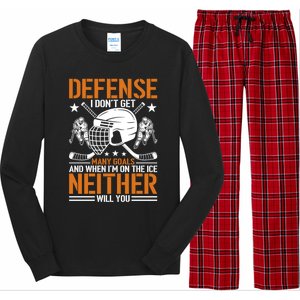 Funny Ice Hockey Defense Player Gift Sport Game Player Gift Long Sleeve Pajama Set