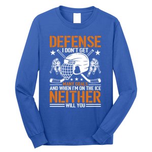 Funny Ice Hockey Defense Player Gift Sport Game Player Gift Long Sleeve Shirt