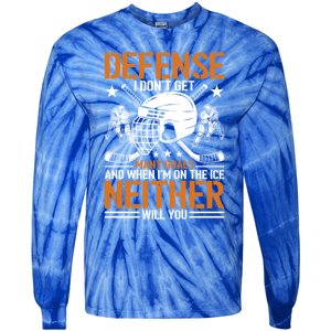 Funny Ice Hockey Defense Player Gift Sport Game Player Gift Tie-Dye Long Sleeve Shirt