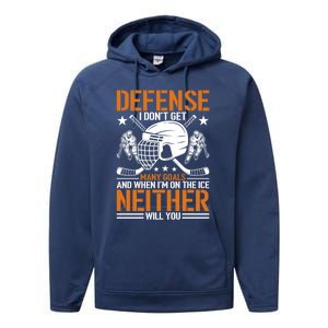 Funny Ice Hockey Defense Player Gift Sport Game Player Gift Performance Fleece Hoodie