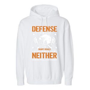 Funny Ice Hockey Defense Player Gift Sport Game Player Gift Garment-Dyed Fleece Hoodie